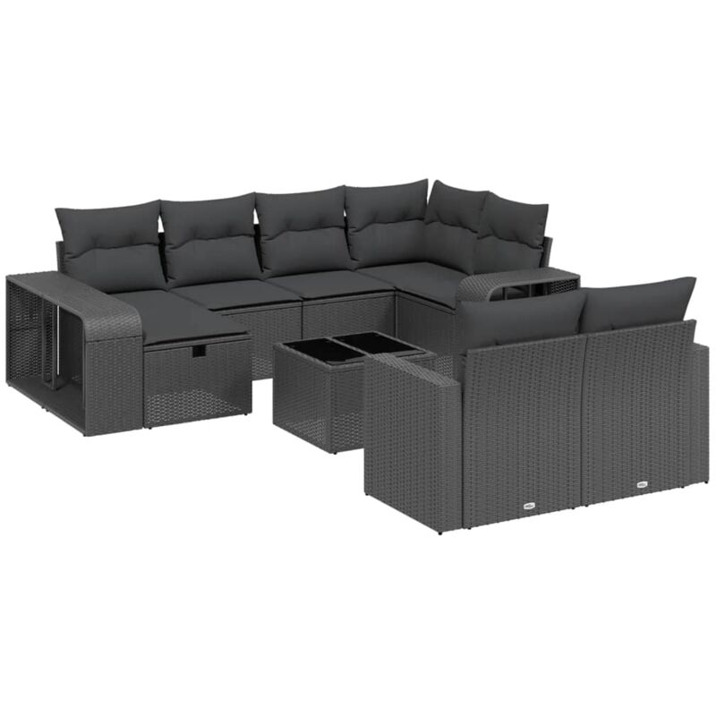 11-tlg. Garten-sofagarnitur Mit Kissen Schwarz Poly Rattan Vidaxl