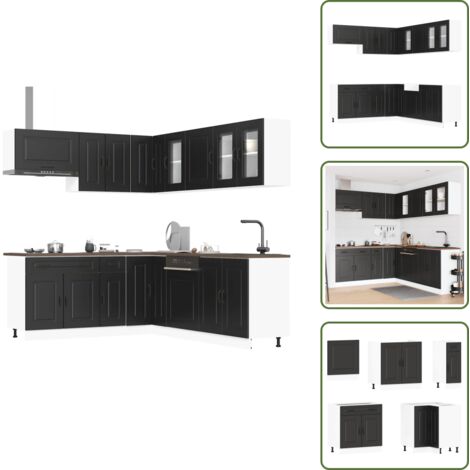 11-tlg. Küchenschrank-Set Kalmar Schwarz Holzwerkstoff - Küchenschrank-Set - Küchenschrank-Sets - Küchenzeile Einbauküche - Küchenschrank