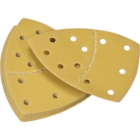 11 Trous Triangle Papier Verre 600 Grains (P600) Extra Fine Abrasif 6-Pouce Aluminium Oxyde Feuilles Abrasives Dos 10pcs