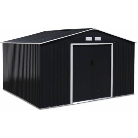 (11 x 10ft) 10.85m² metal garden shed Anthracite 330x308x166 cm - Boulonnais