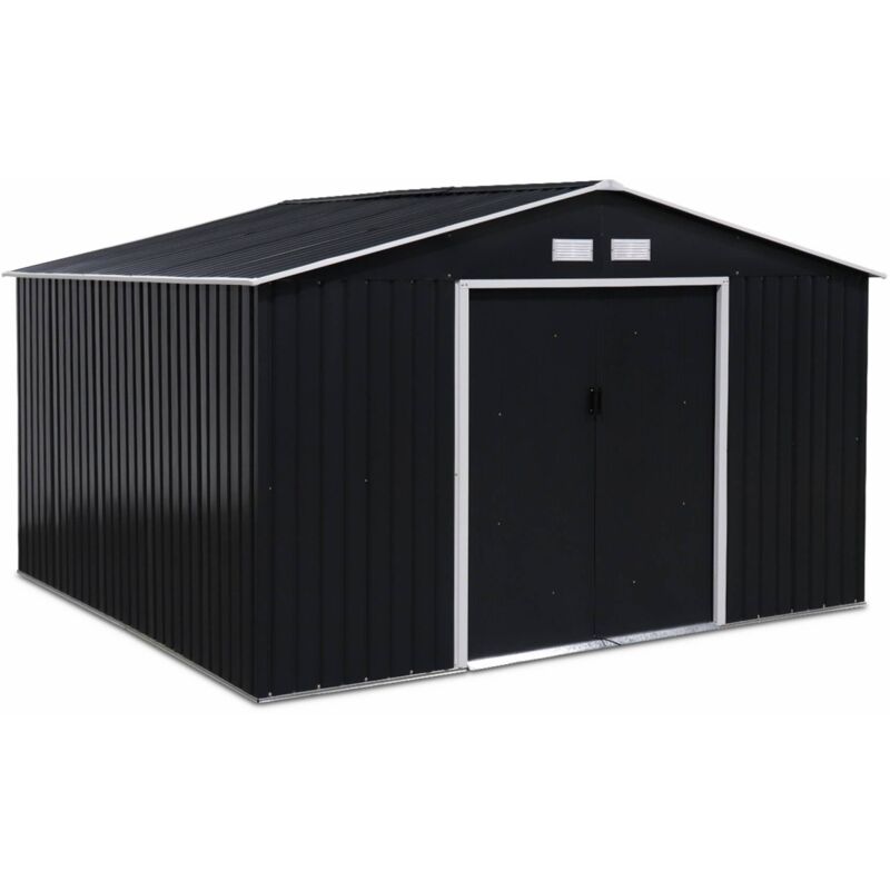 Sweeek (11 X 10ft) 10.85m² Metal Garden Shed, Boulonnais, Anthracite, 330x308x166 Cm