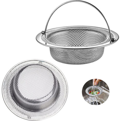 （11 x 3 x 8 cm）, lot de 2 passoires d'évier avec poignée en acier inoxydable, grille d'évier de cuisine, bouchon d'évier de cuisine, filtre anti-obstruction pour évier de cuisine/salle de bain (11 cm