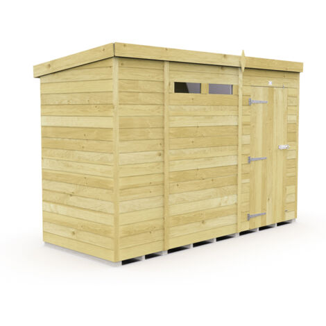 11 x 4 Feet Pent Security Shed - Single Door - Wood - L118 x W329 x H201 cm