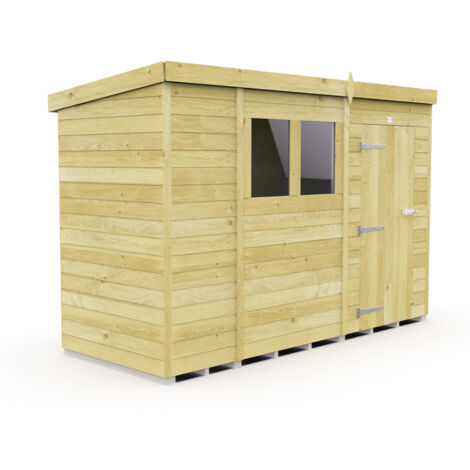 11 x 4 Feet Pent Shed - Single Door With Windows - Wood - L118 x W329 x H201 cm