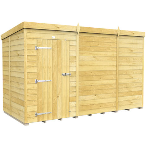 11 x 5 Feet Pent Shed - Single Door Without Windows - Wood - L147 x W329 x H201 cm