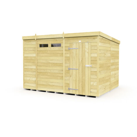 11 x 8 Feet Pent Security Shed - Single Door - Wood - L231 x W329 x H201 cm