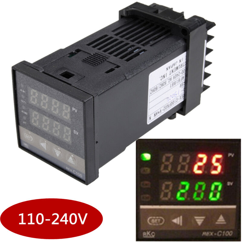 

110-240V 0-1300 grados controlador de temperatura inteligente digital REX-C100 40A termopar de relé de estado sólido