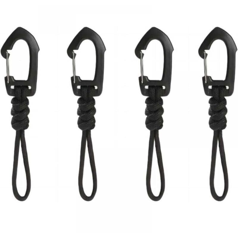 Snq 110 × 30 × 3 Mm) 4-teiliger Paracord-Schlüsselanhänger, Handgeflochtener Paracord-Karabiner-Schlüsselanhänger, Schwarzer Karabiner, Geeignet