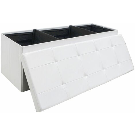 DUNEDESIGN 110cm Banc Coffre Rangement - Similicuir Banc d'Entrée 120L - Banquette Pliable