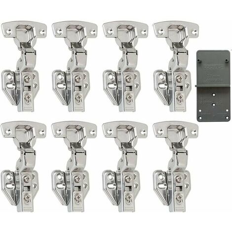 110 Degré Clip Rentrant 35mm Soft Close Charnieres avec Amortisseur Hydraulique Fermeture Automatique Charnière à Amorti pour Armoires de Porte Cuisine Lot de 8