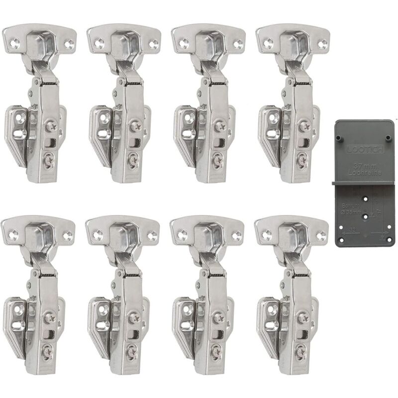 110 Degré Complètement Recouvrante avec Amortisseur Intégré Mécanisme de Fermeture Automatique Charnière pour Armoires de Porte Cuisine Lot de 8