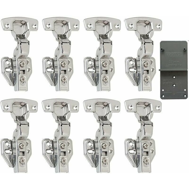 110 Degree Recessed Clip 35mm Soft Close Hinges with Hydraulic Damper, Self-Closing, Soft Close Hinges for Kitchen Door Cabinets, Pack of 8
