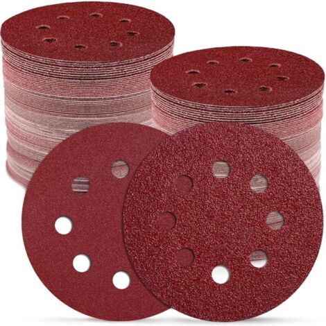110 dischi abrasivi da 125 mm, dischi abrasivi da 125 mm (18 x 40/60/80/100/120, 10 x 180/240 grana), carta abrasiva rotonda a 8 fori ideale per levigatrici orbitali casuali (resistente all'usura, non