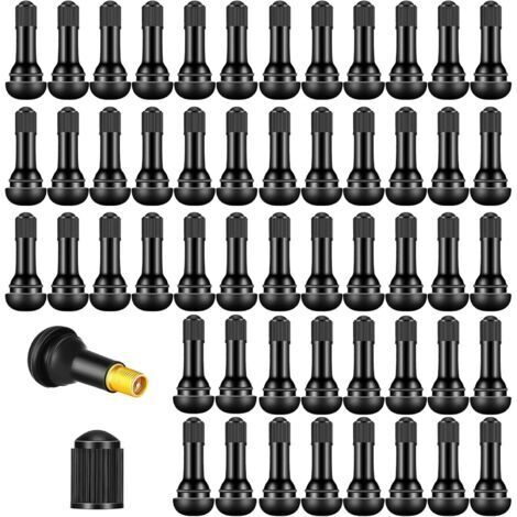 110 Pcs Valve Pneu Voiture TR413, Valve de Vide de Pneu Tubeless(46mm),Valves en Caoutchouc Snap-in Jantes,Convient pour Les Voitures, Motos et vélos