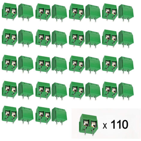 110 Pièces PCB Vis Connecteur, Bornier à Souder Vert 5mm, Bornier à Vis de PCB Circuit Imprimé 2 Broches (Pin),Vert
