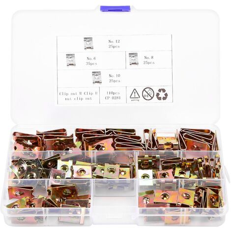 110 Stück Auto-Universal-Schnellverschlüsse U-Muttern Blechschraube Clip Loch Innentürverkleidung Clips