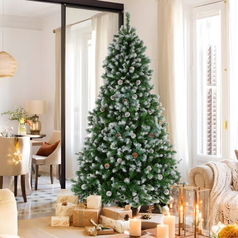 LUCKZON 110110183 cm Sapin de Noël artificiel 6ft mélange PVC, sapin pré-assemblé pour intérieur cadeaux, sapin noble sapin Nordmann épicéa, sapin noble Nordmann épicéa avec support métallique et branches à c