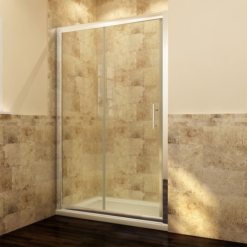 1100 x 700mm Sliding Shower Enclosure 6mm Safety Glass Screen Door Cubicle with Tray + Waste - Elegant