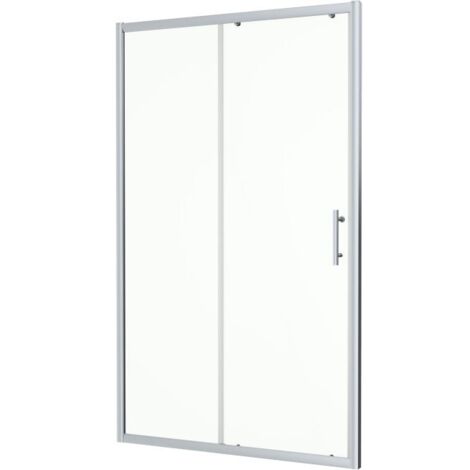 1100 x 760mm Sliding Shower Door Enclosure 6mm Glass Chrome Framed Tray & Waste