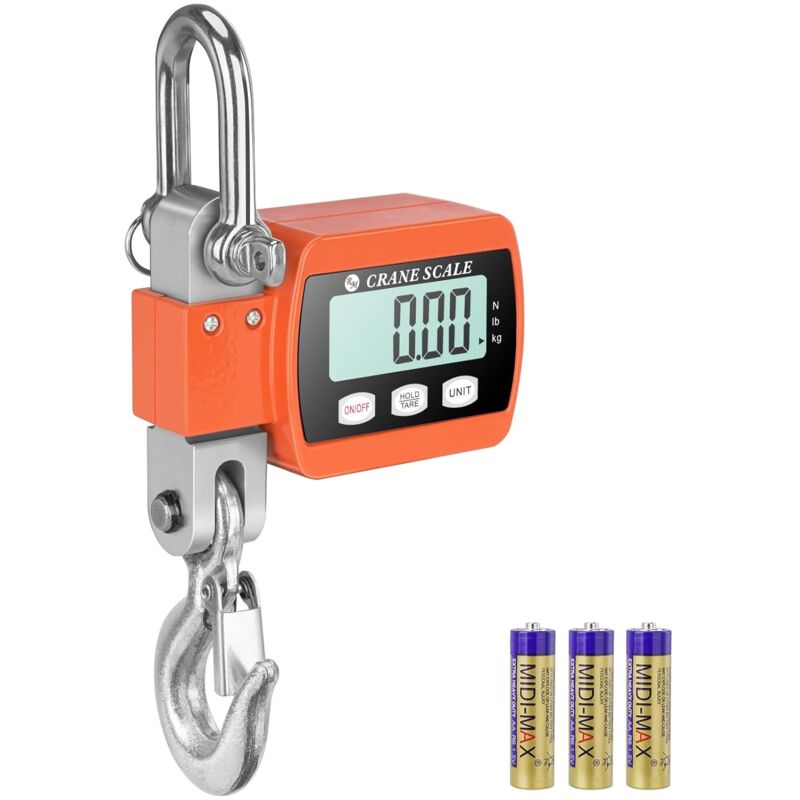 1100lbs Digital Hanging Crane Scale with Cast Aluminum Case, 500Kg Heavy Duty Scale for Construction Factory Building Hunting (1100lbs, Orange)