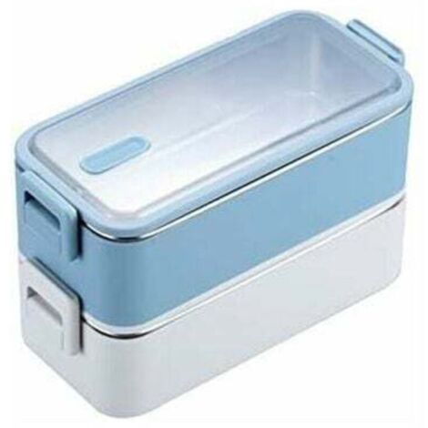 1100ml Double Layer Stainless Steel Lunch Box, Microwaveable Student Lunch Box, Blue
