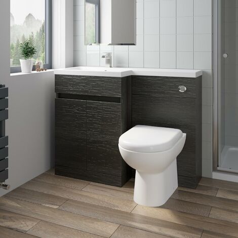 main image of "1100mm Bathroom Vanity Unit Basin Toilet Combined Furniture Left Hand Charcoal"