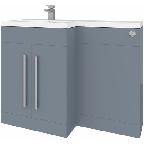 1100mm L Shape LH Vanity Unit Gloss Grey Painted WC Unit Flatpack