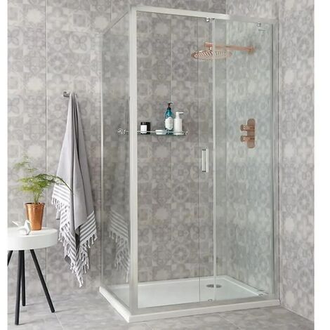 1100mm Sliding Shower Door Benchmark Chrome Frame Modern Style