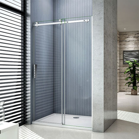 main image of "Aica Luxury 1950 Frameless Sliding Shower Enclosure Door,Tray Optional"