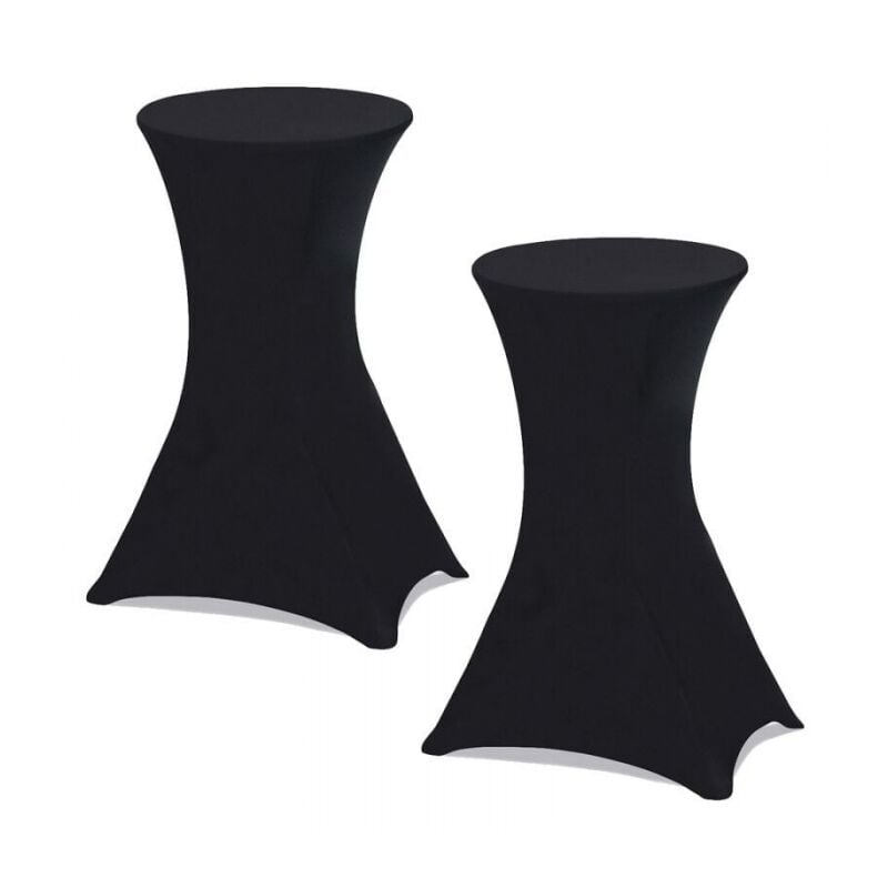 Lot de 2 Nappe de table haute pliante blanche 110x60 cm, décoration banquet,noir