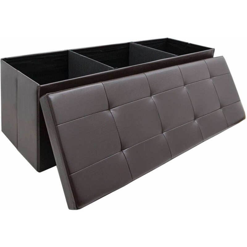 110cm Banc Coffre Rangement - Similicuir Banc d'Entrée 120L - Banquette Pliable