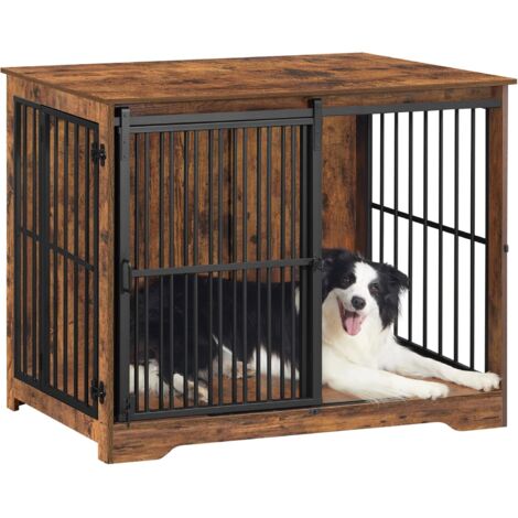110cm Cage pour Chiens, Table d’Appoint, pour Animaux, 2 Portes
