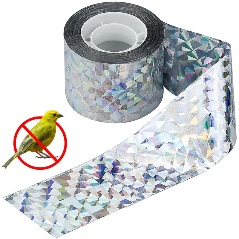 110M x 4,8CM Ruban Repulsif Oiseaux - Réfléchissant Double Face - Répulsif d'oiseaux