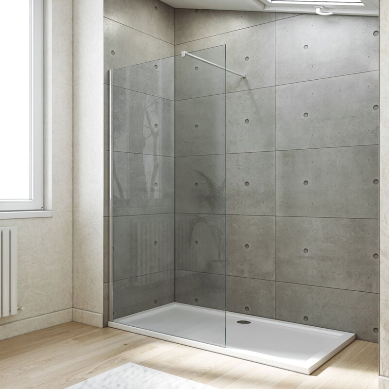 80x200cm Walk in Paroi de douche, nano esg 8mm, Paroi de douche en verre avec stabilisateur