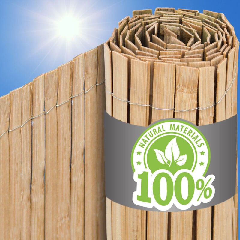 110x300 Brise-Vue Balcon Bambou Naturel Clôture Jardin Pare-Soleil Terrasse Bois