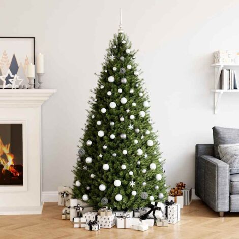 111 Piece Christmas Bauble Set White and Grey Polystyrene vidaXL