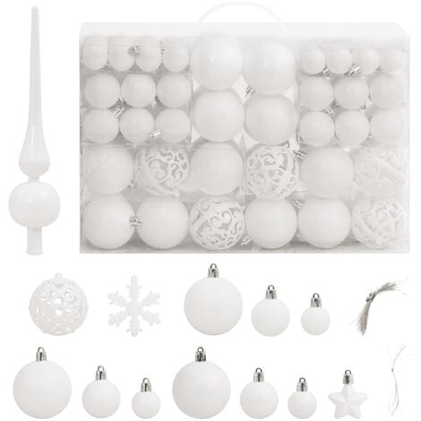 JINLEFU 111-tlg. Weihnachtskugel-Set Weiß Polystyrol