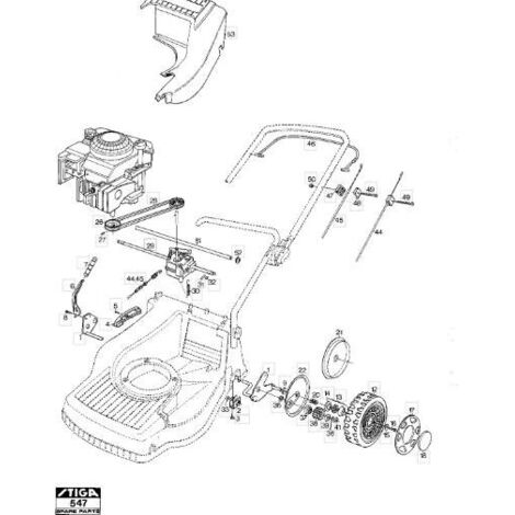 1111304601 – Groupe de traction pour tondeuse STIGA – Compatible modèles Turbo 48/55 – Pièce d'origine pour tondeuses de 1996 à 2001 – Jardipro