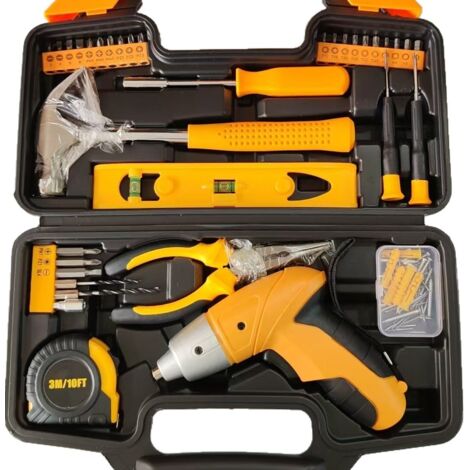 112-piece tool set, USB mini rechargeable cordless screwdriver set, powerful drill set, suitable for home use.