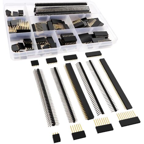 112 Pièces 2.54 mm Connecteur Mâle et Femelle Pin Header, Mâle et Femelle Pin Header Socket Connecteur, pour Arduino Prototype Shield