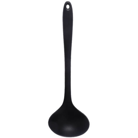 11,2-Zoll-Servierkelle aus Silikon, komfortabler Griff, hitzebeständig, Küchenutensil für Zuhause, Schwarz