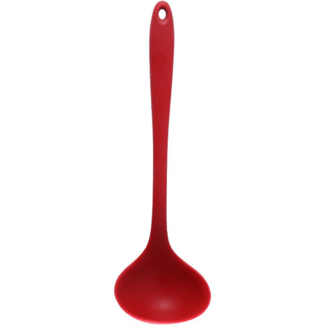 11,2-Zoll-Servierkelle aus Silikon, komfortabler Griff und hitzebeständig, Küchenutensil für Zuhause und Esszimmer, Rot