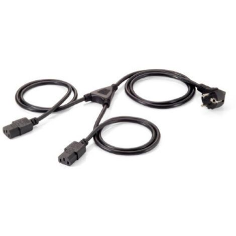 112220 cable de transmisión Negro 1,8 m Enchufe tipo F Acoplador C13 2 x
