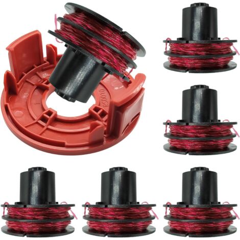 112966 Bobine de fil de rechange pour AL-KO GTE 350/450/550, bobine de rechange pour débroussailleuse avec couvercle RS0010 (6 bobines + 1 couverture)