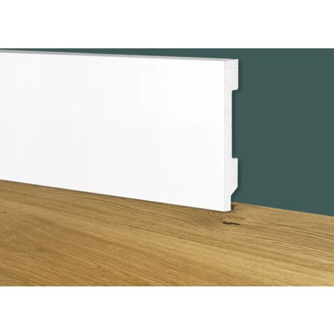 112ML Bancale di Battiscopa BIANCO Squadrato passacavo 70x15x2000mm in POLIMERI - Polistrutturato