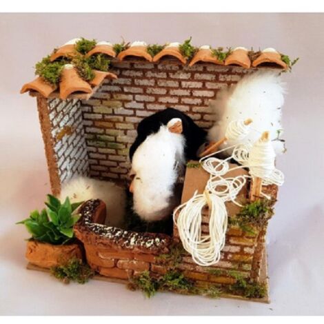 11346 Filatore di lana con movimento cm20x14x17 - PERSONAGGIO PRESEPE NATALE