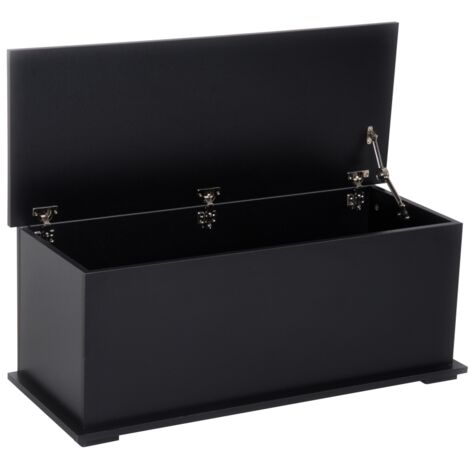 113L Storage Chest, Storage Box with Flip-Top Lid and 2 Safety Hinges, Storage Trunk for Living Room, Entryway, 100 x 40 x 40 cm, Black