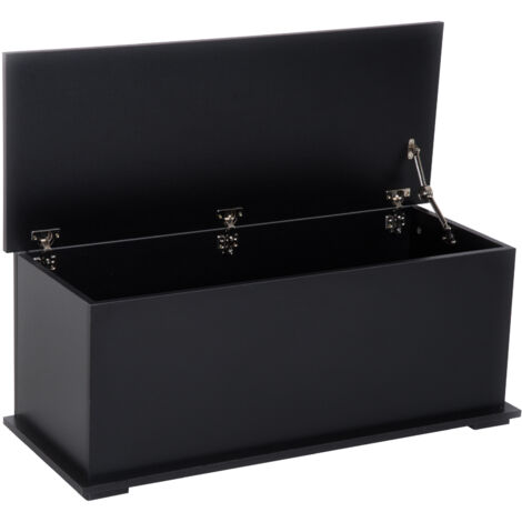 113L Storage Chest, Storage Box with Flip-Top Lid and 2 Safety Hinges, Storage Trunk for Living Room, Entryway, 100 x 40 x 40 cm, Black