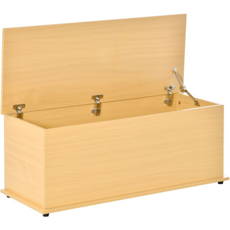 113L Storage Chest, Storage Box with Flip-Top Lid and 2 Safety Hinges, Storage Trunk for Living Room, Entryway, 100 x 40 x 40 cm, Burlywood