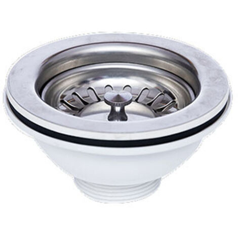Ø113mm Bonde à panier en inox pour évier bac à commande manuelle sans trop-plein